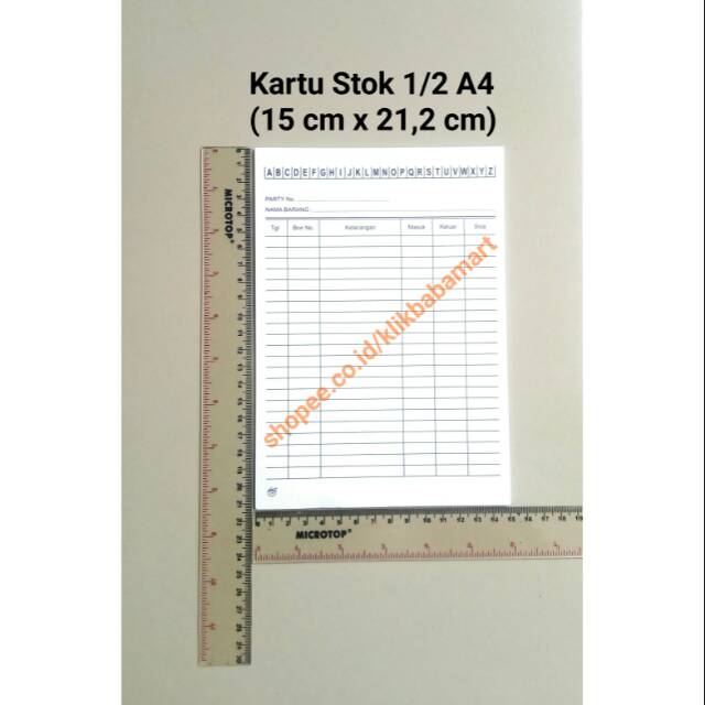 

RK KARTU STOK STOCK BARANG PERSEDIAAN INVENTORY GUDANG UKURAN 1/2 A4 100 LEMBAR FULL WARNA MIX