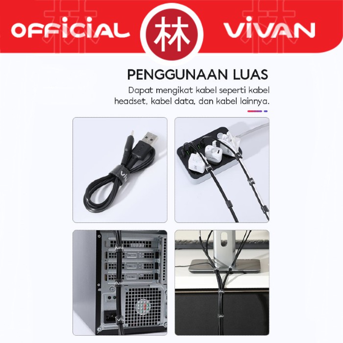 Vivan VVT02 Reusable Velcro Strap Cable Ties Perekat Pengikat 100cm