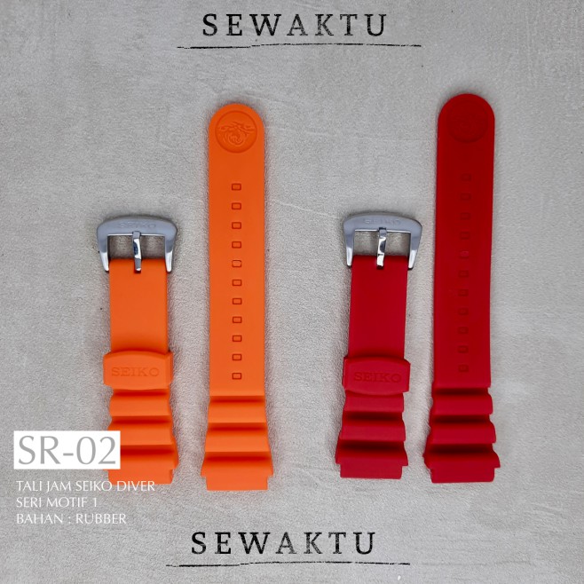 SR-02 Strap Jam Tali Jam Tangan Seiko Diver Rubber  Ukuran 20mm 22mm