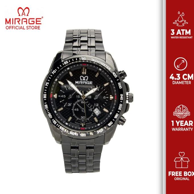 JAM TANGAN PRIA MIRAGE AC 8535M SPORT FULL BLACK pH Termurah