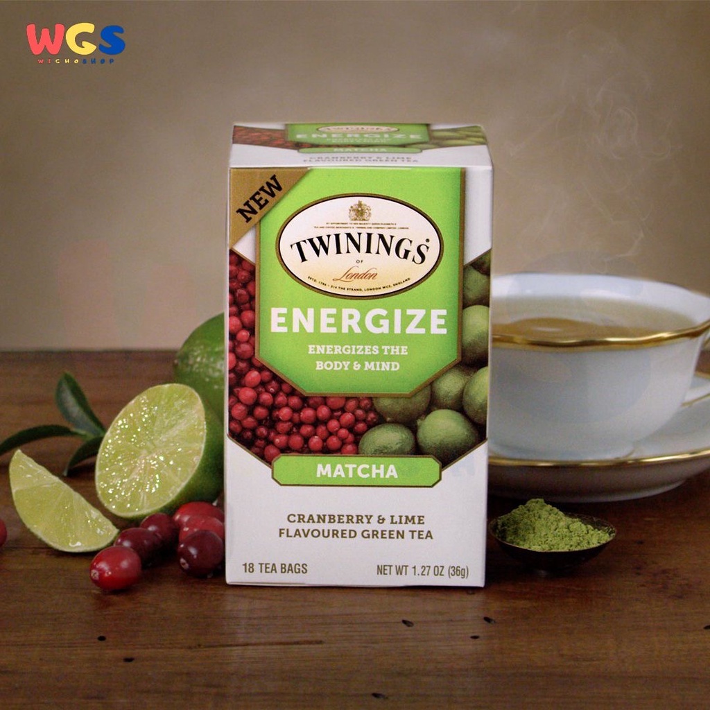 Twinings of London Energize The Body &amp; Mind Matcha Cranberry Lime Tea 18p x 2g