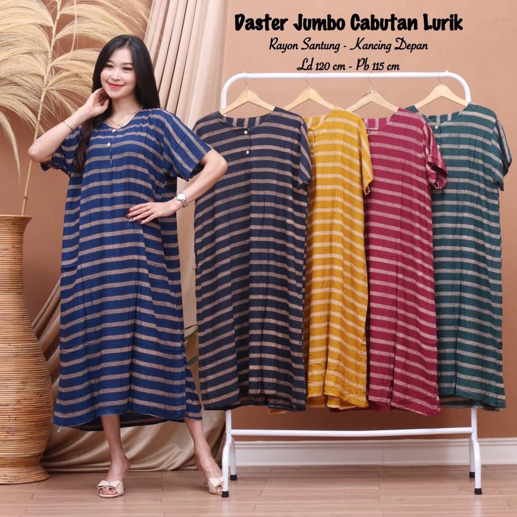 Daster jumbo Wanita Bahan Rayon Kancing Depan Busui Bumil