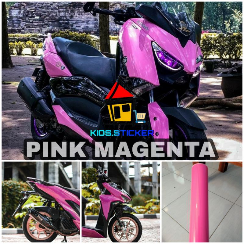 Stiker Pink Magenta Skotlet Metalik Pink Premium Glossy Sticker Motor Warna Pink