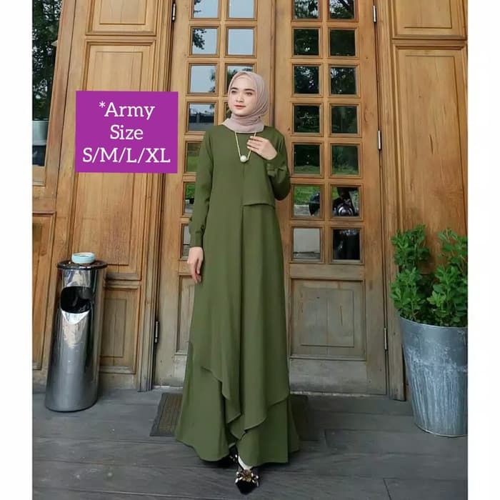 Baju Dress wanita /  Baju gamis wanita / Baju terbaru gamis murah jumbo busui polos  Army S