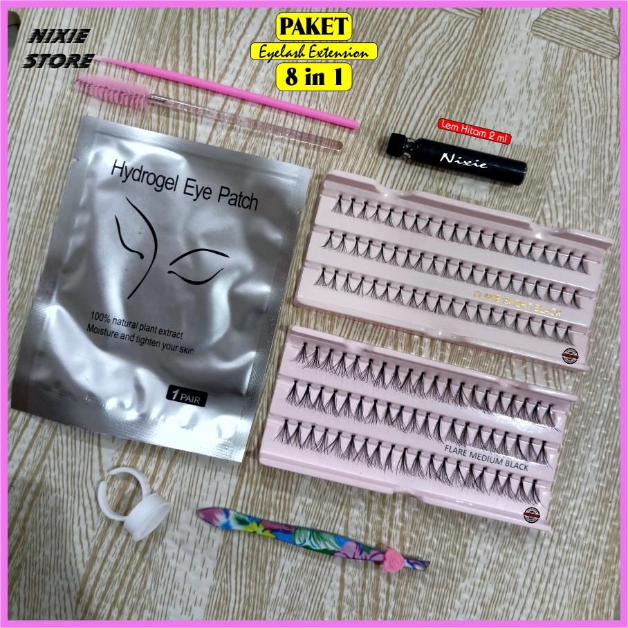 Paket Eyelash Extension 8 in 1 Bulu mata Tanam Extension Kualitas Ekspor Lengkap