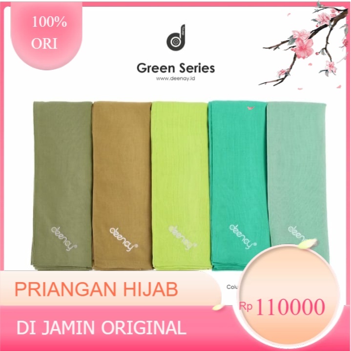 {DEENAY} HIJAB POLOS HIJAU SERIES ORIGINAL (COLUMBIA , KALE,DARK CITRON,LEMON GRASS)