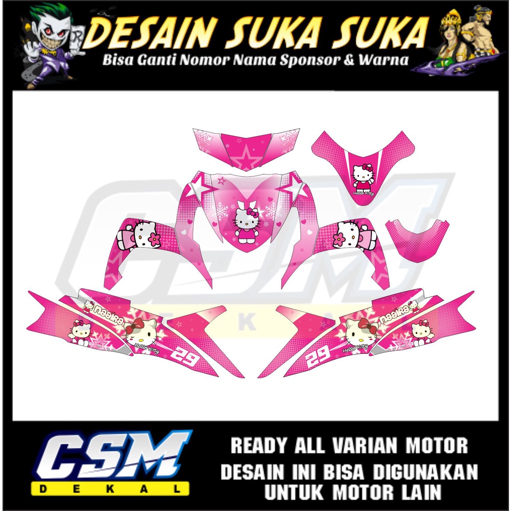 decal motor mio soul gt striping hello kitty full body