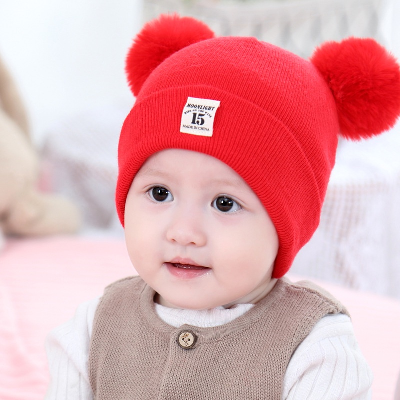 Topi Kupluk Anak Bayi Perempuan Laki Laki Premium Model Rajut Pompom Micky Beruang Border Kucing