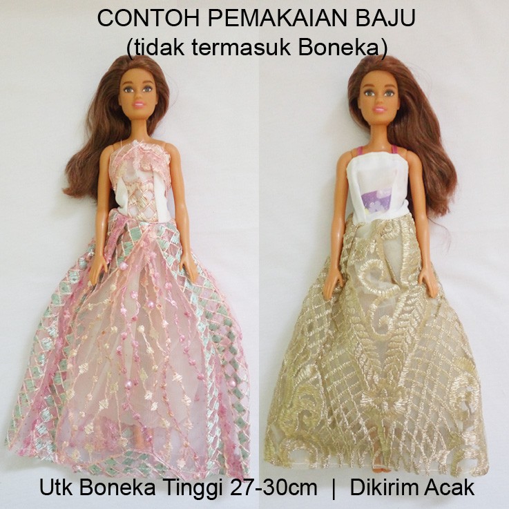 Baju Pesta Boneka Barbi Brokat Satuan - Mainan Baju/Gaun Berbi Murah