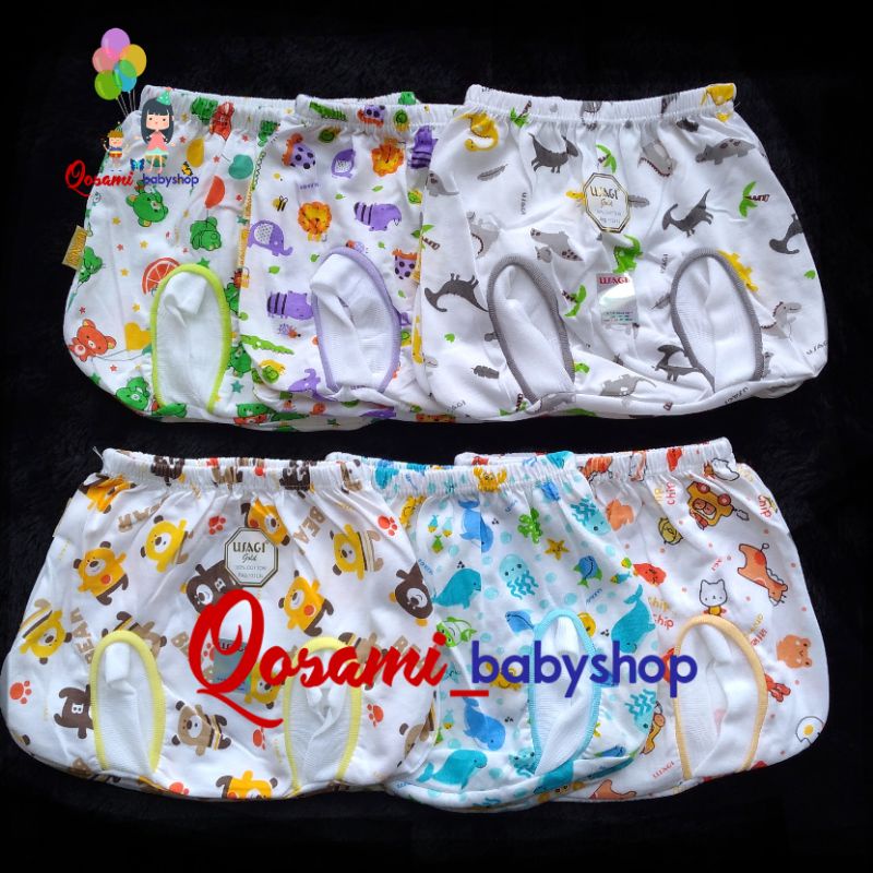 USAGI 3 pcs Celana Pop Bayi Motif Full Print Putih SNI