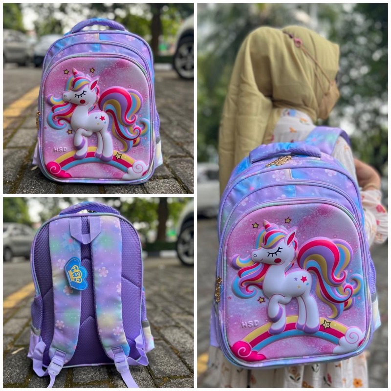 Tas Ransel karakter unicorn hello kitty embos timbul tas impor Ukurna 42cm Besar