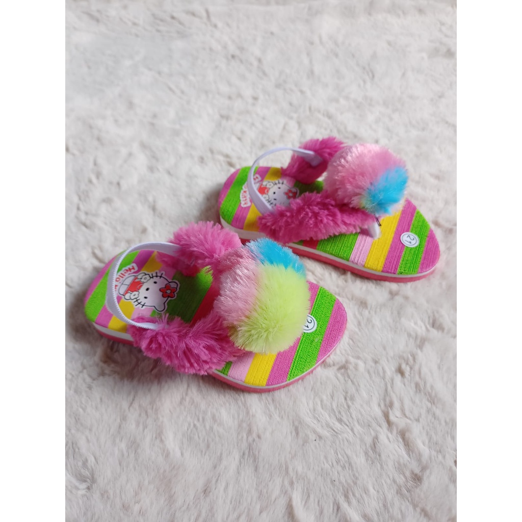 Sandal baby pompom pelangi