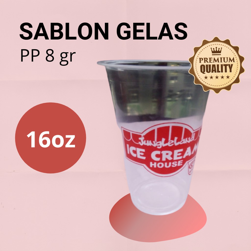 GELAS PLASTIK SABLON BENING CUP PLASTIK BENING GELAS MINUM PP 8 GR 16 OZ MIN. 2000 PCS