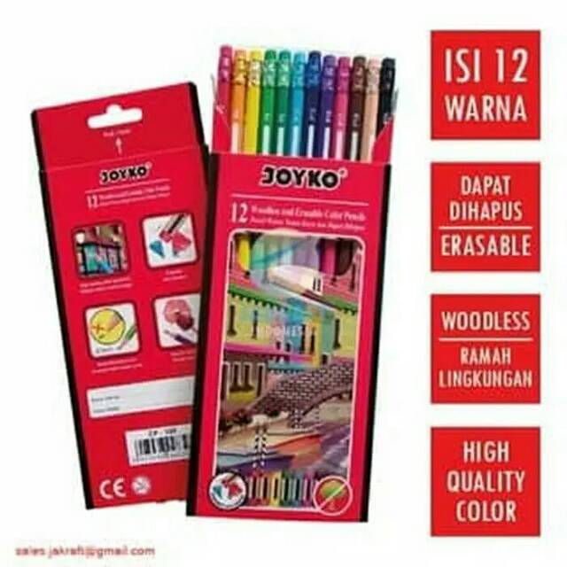 

Pensil warna CP-109 Joyko Bisa Dihapus 12 warna
