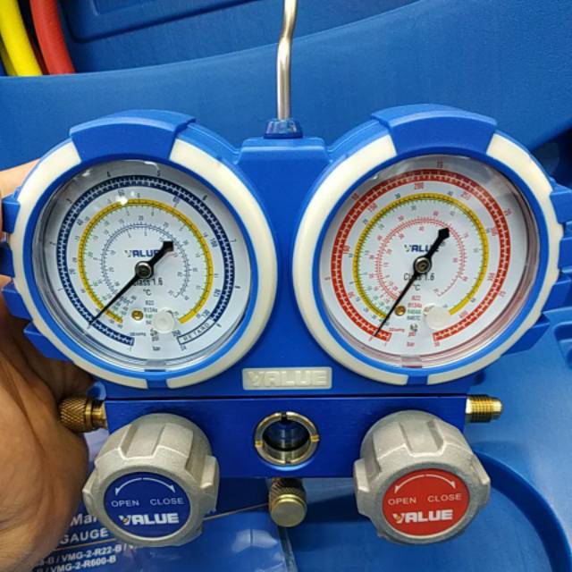 Testing manifold R22 value bok box VMG 2 R22 B analizer Manifold double ac