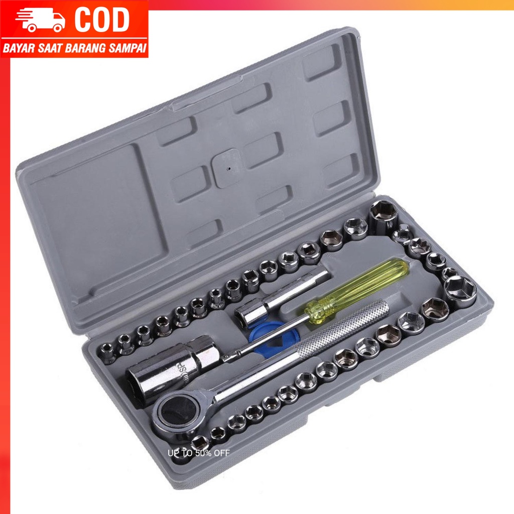 (100% BARANG ORI) Aiwa Kunci Pas 40 Pcs Multipurpose Socket Wrench Set 1/4 Ratchet