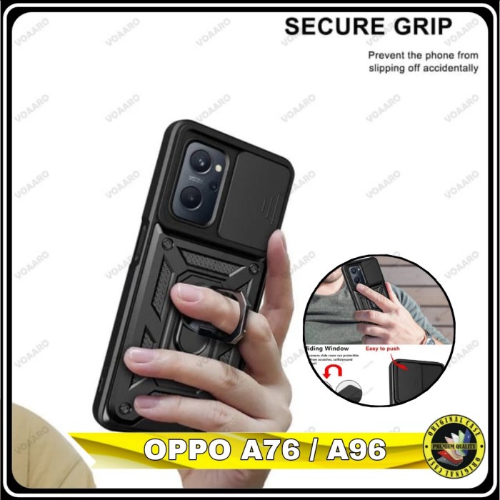Casing Oppo A76 A96 Hardcase Iring Magnetic slide Camera Protection