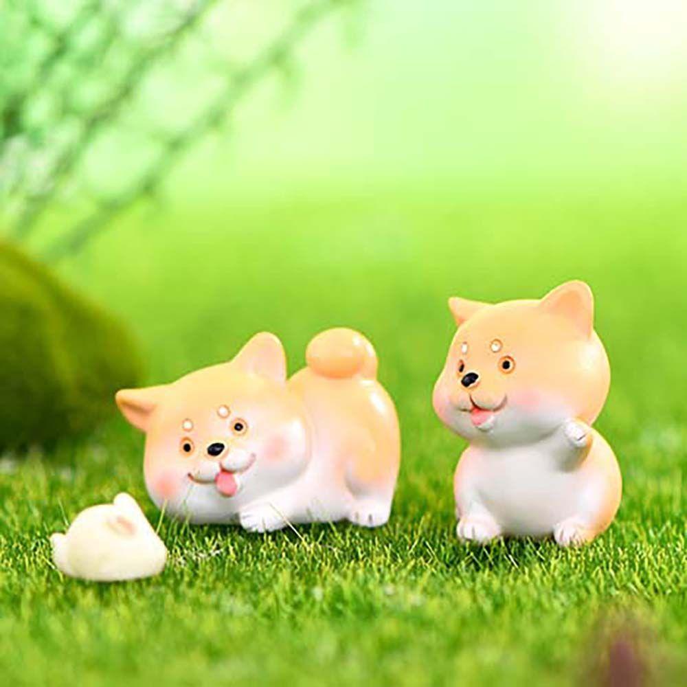 Agustina Miniatur Anjing Lucu Resin Hadiah DIY Dekorasi Rumah Taman Peri Hiasan Kue