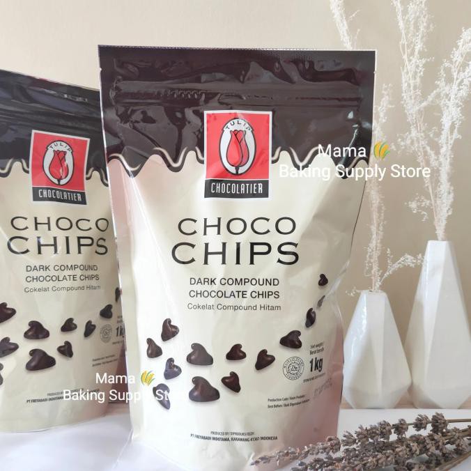 

TULIP Dark Compound Choco Chocolate Chip Chips Tulip 1 Kg BUKAN REPACK