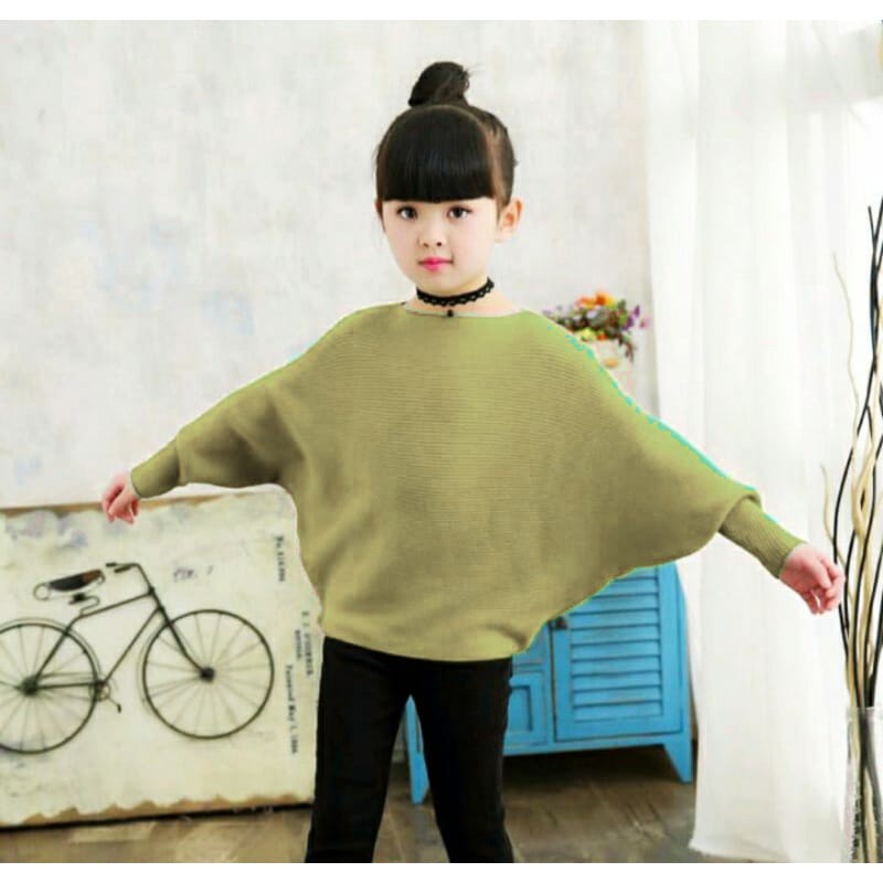 BATWING ANAK PEREMPUAN  / SWEATER RAJUT  ANAK 4 - 7 TAHUN / LASPERAL KIDS JAMAN NOW / ATASAN ANAK PEREMPUAN