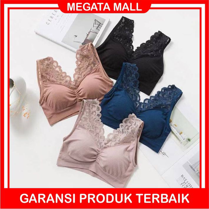 ♫ Megata ♫ A131 Bra BH Wanita Tanpa Kawat Bahan Halus Bralette Elastis Sexy dengan Busa Motif