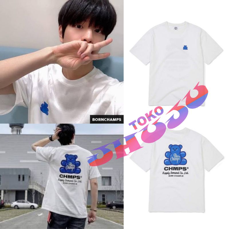 Baju T shirt Treasure Junghwan Blue Jelly Bear Depan Belakang Print DTF