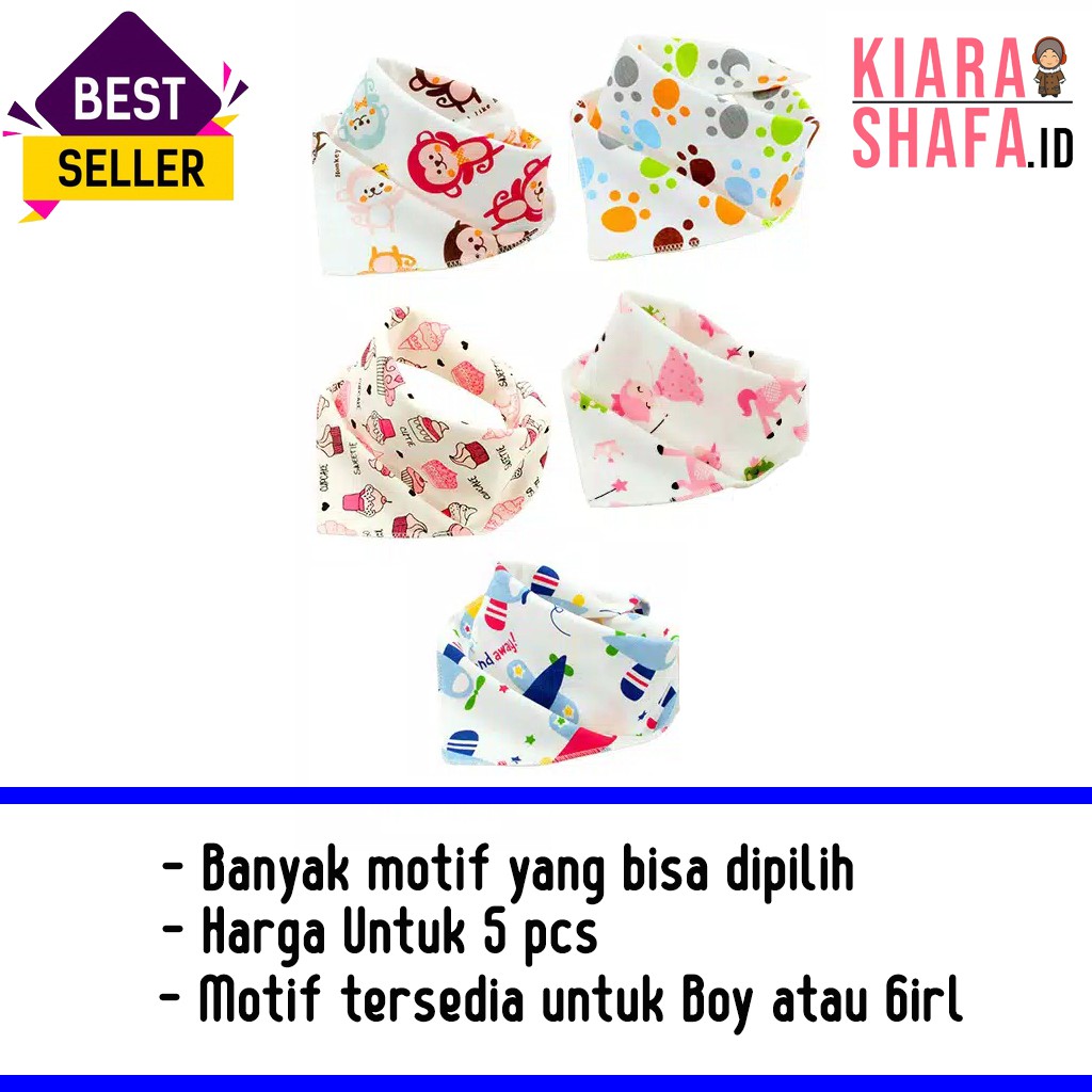 [5 pcs] Slabber Bayi / Bibs Bayi / Tatakan Iler / Celemek Bayi Ukuran Segitiga