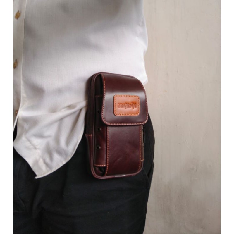 Dompet Pinggang Pria Kulit Sapi Asli Classic 2slot