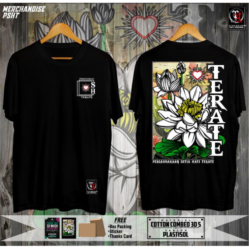 Kaos Distro PSHT Bunga Teratai Putih Terbaru