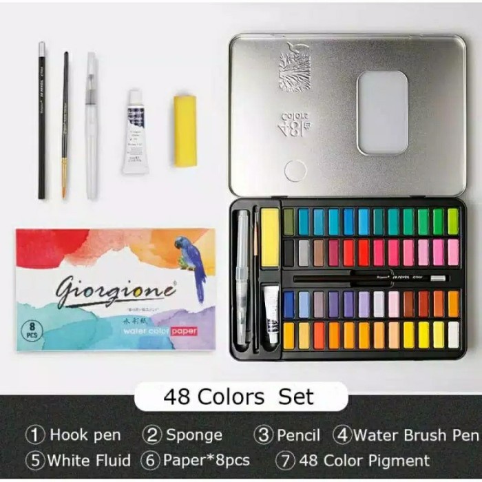 

Giorgione 48 colors solid watercolor box set - black