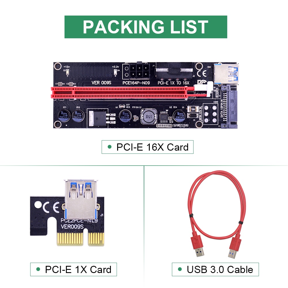 Usb 3.0 Gpu Dengan 6 Pin Interface Papan Ekstender Pci-E Riser/Papan Adapter Extender Riser Card/Pci-E Papan Adapter Riser Card Extender