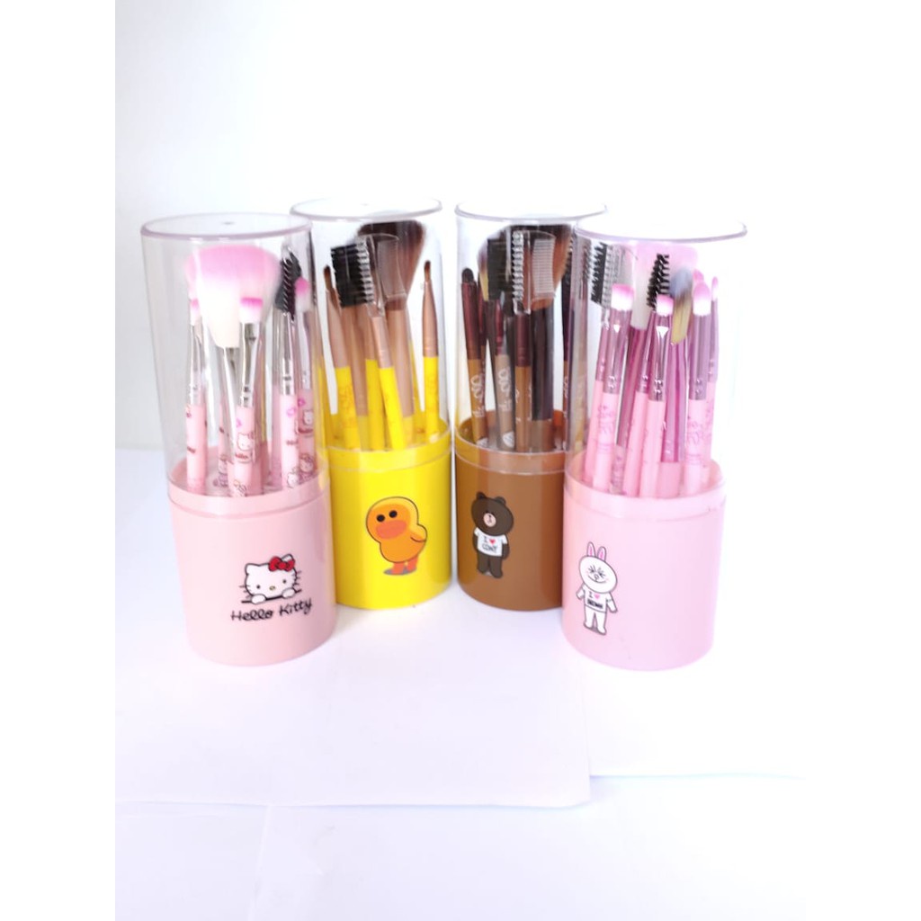 Kuas set Tabung Line Karakter &amp;  Hello Kitty  Kuas Make Up Karakter Set