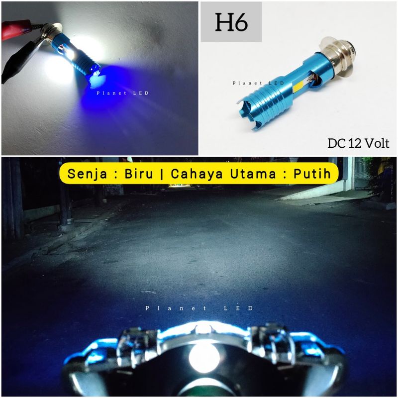 LAMPU LED UTAMA DEPAN BEBEK MATIC H6 PUTIH SENJA BIRU AC DC 12VOLT