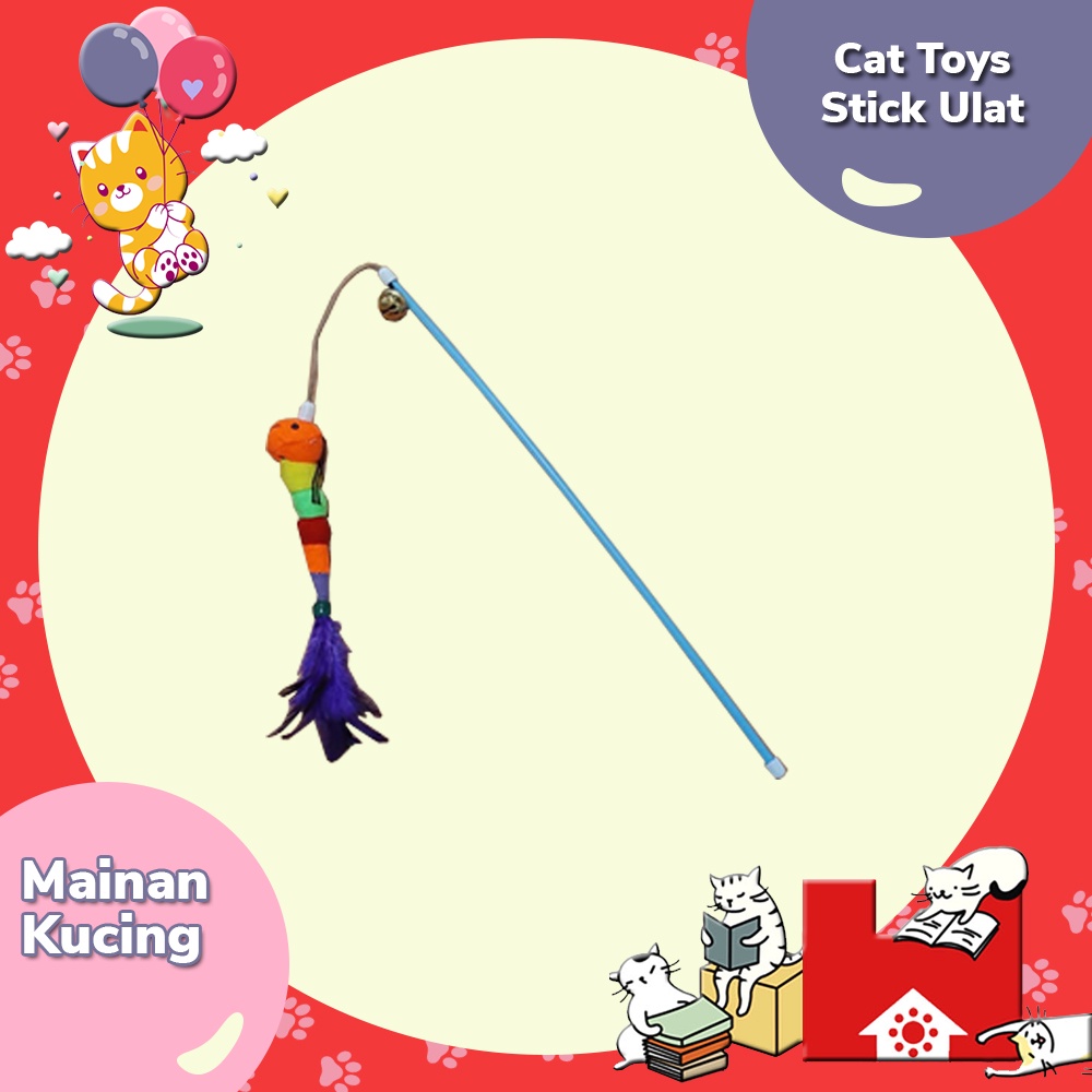 Mainan Tongkat Kucing Lonceng Boneka Ulat - Cat Toys Stick