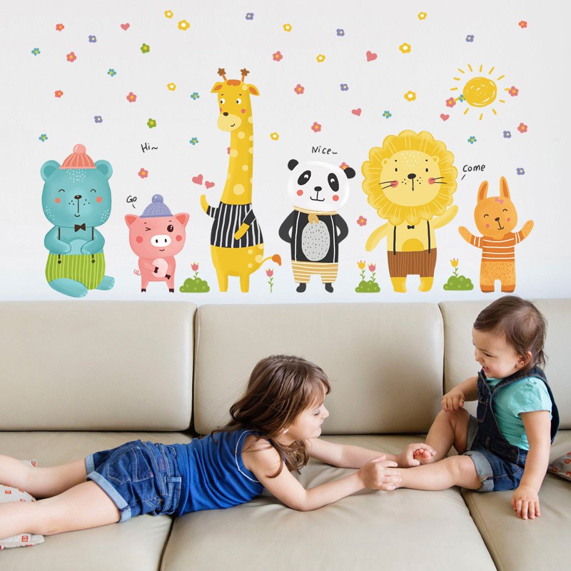 Reliza Wall Sticker Kartun Anak Hewan Study Animal Stiker Dinding LDR