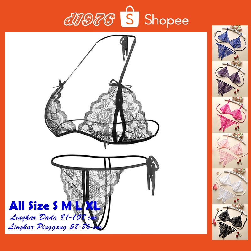 d1976 BH Bra Set CD Celana Dalam Wanita Sexy Gstring All Size Fit S M L XL OFB-F129