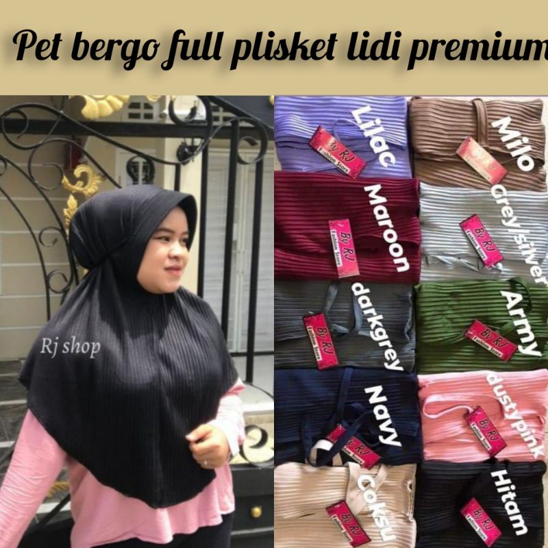 Hijab Bergo Maryam Pet Plisket Shawl Lidi Hyget Jumbo, Hijab Istan, Hijab Syar'i