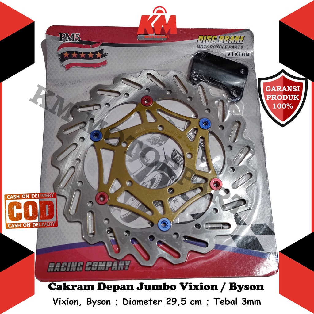 Cakram Depan Vixion old variasi Jumbo Piringan Rem Depan Discbrake Bonus Breket Diameter 29,5