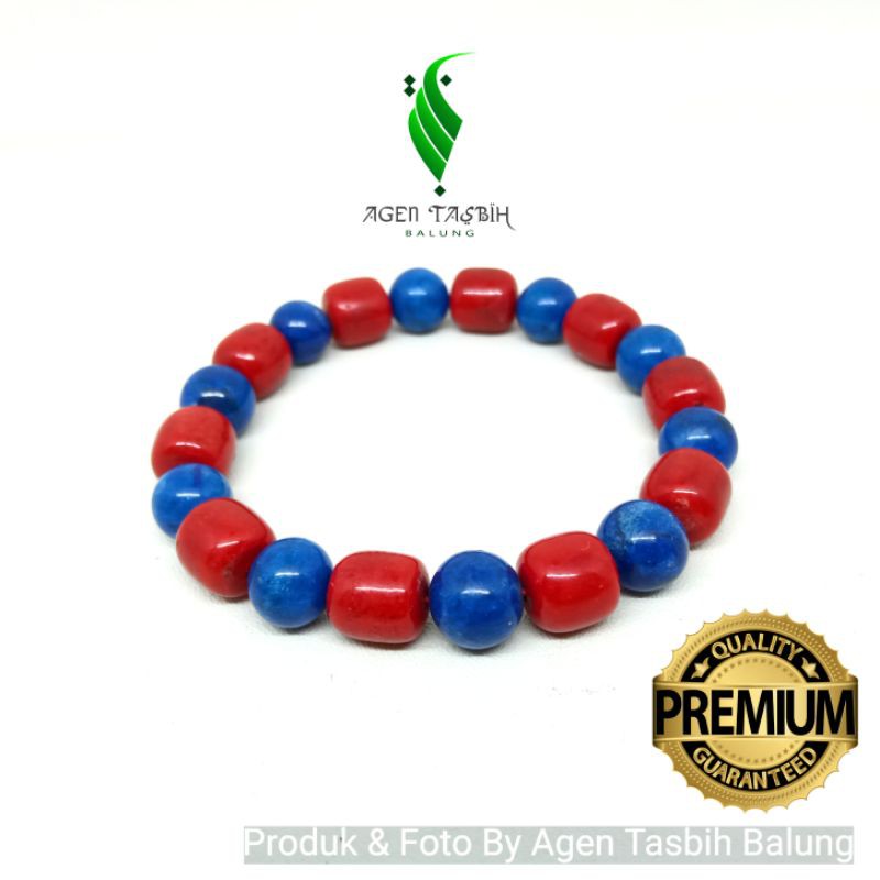 Gelang Cantik Batu Coral Marjan Laut Kombinasi size 10mm ORIGINAL!!