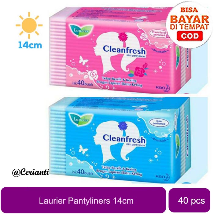 [40PCS] [NON PERFUMED] [PANTYLINER] Laurier Pantyliner Cleanfresh Non Perfume 40S | Pembalut Wanita_Cerianti