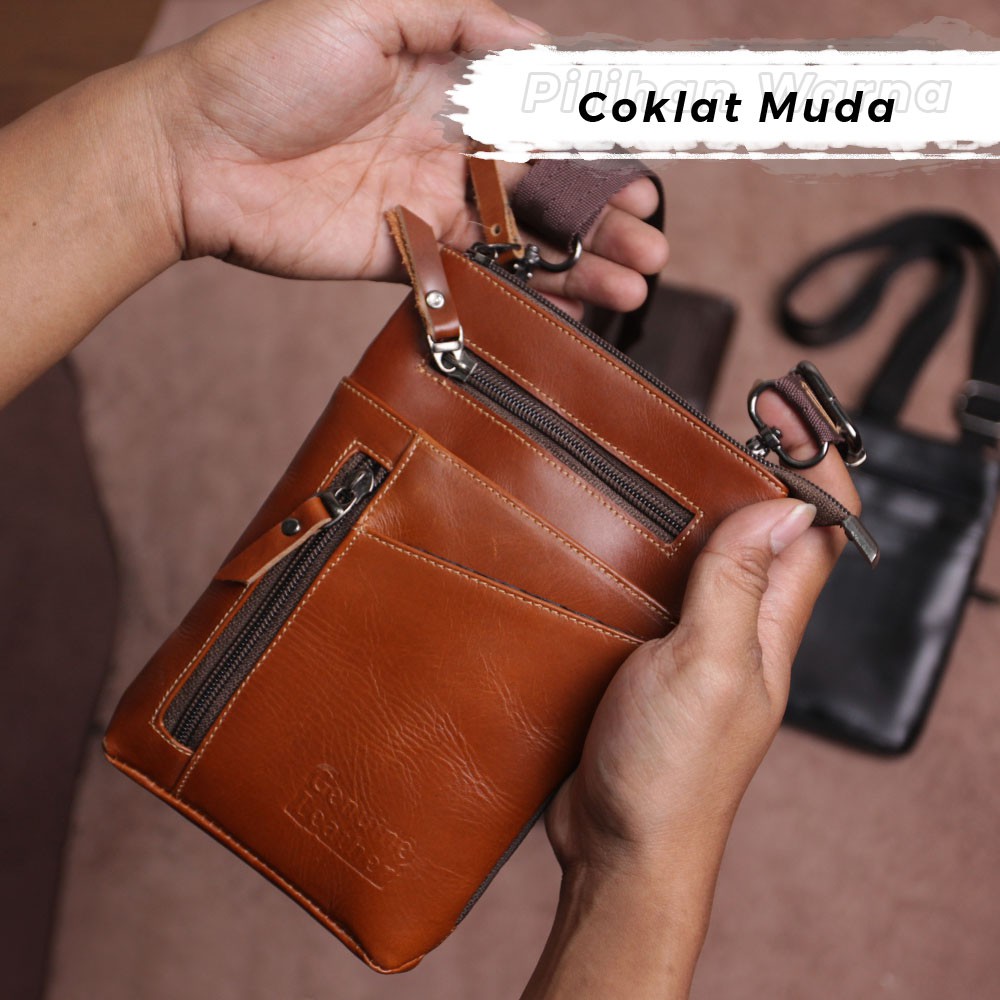 Tas Kulit PREMIUM 3 Fungsi Pemakaian Waistbag KULIT SAPI ASLI 100% Bahan Kulit Berkualitas P051