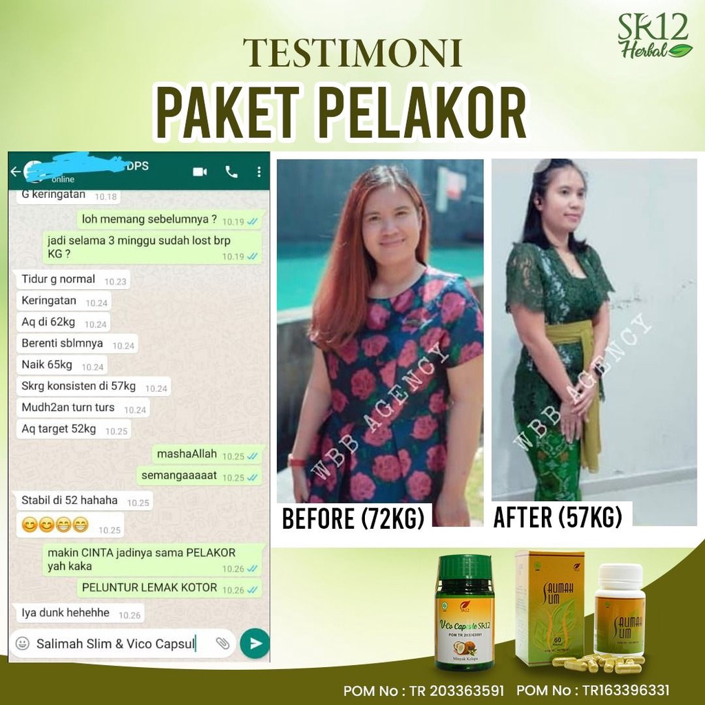 AMPUH!! Salimah Slim SR12 Pelangsing Badan Obat Diet Herbal Penurun Berat Badan BPOM 60 kapsul