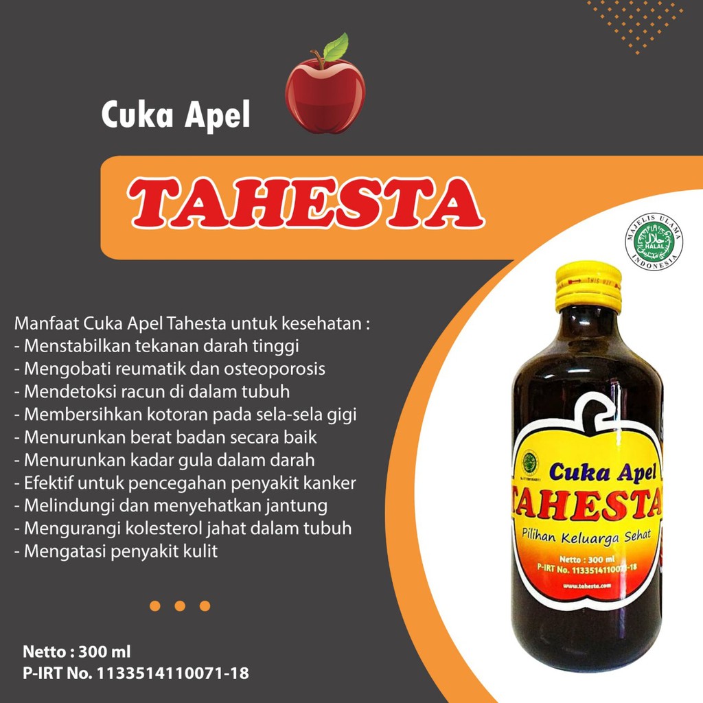 Cuka Apel Tahesta 320ml Original 100 Shopee Indonesia