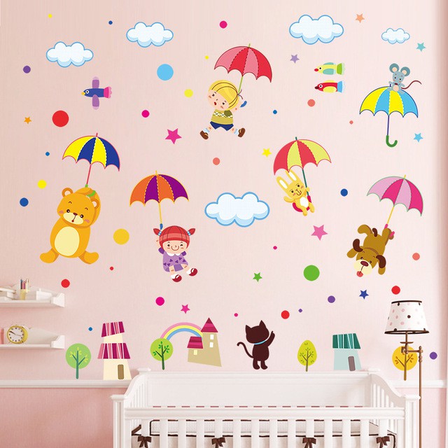 Reliza Wall Sticker Anak Payung Awan Kids Baby Stiker Dinding LDR8217