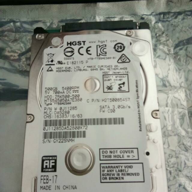 Harddisk Hitachi 500GB Slim Internal Laptop