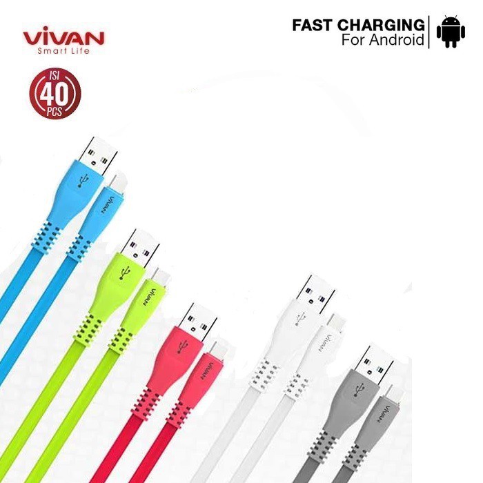 Kabel Data Vivan CSM100S Micro USB 1M Cable Data For Android (1 Toples isi 40 Pcs)