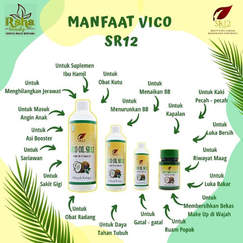 VCO SR12/VIRGIN  COCONUT OIL SR12/UNTUK LUKA BARU ,RUAM MERAH KULIT BAYI, SARIAWAN , RADANG