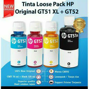 Paket Tinta Hp GT51XL + GT52 Losepack Original