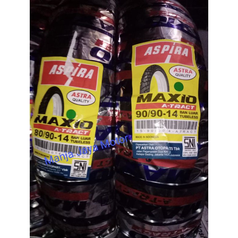 Paket Ban tubeless depan 80/90-14 &amp; belakang 90/90-14 Aspira Maxio tract For beat/Vario/Scoopy/X-ride