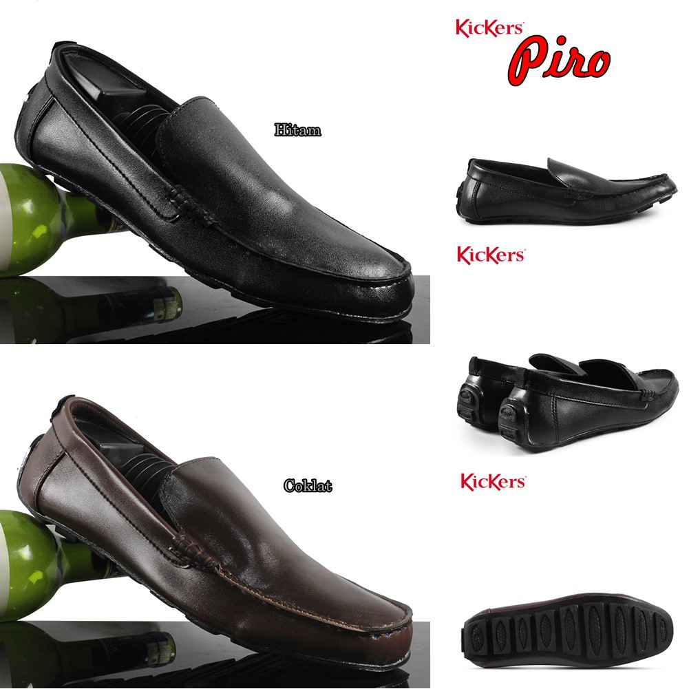 MS SHOP - Sepatu Formal Tanpa Tali Pria Kickers Piro Moccasin Slop Kulit Kasual Kerja Keren